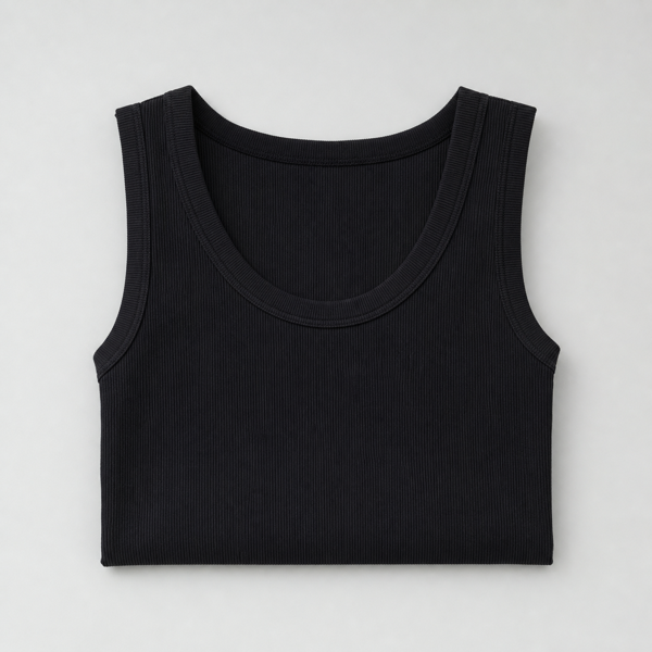 Geribbeld Top Zwart